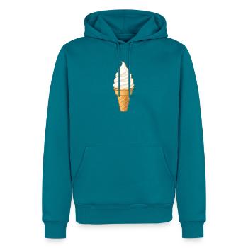 Vanille-Softeis - Männer Premium Bio Hoodie - Petrol - Vorne