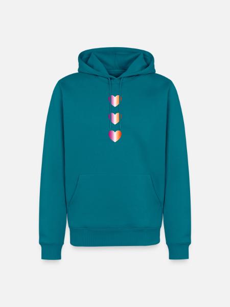 Lesbische Flagge färbt Herzen - Männer Premium Bio Hoodie - Petrol