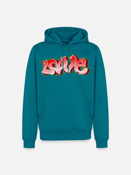 Love Graffiti Pink Neon - Männer Premium Bio Hoodie - Petrol