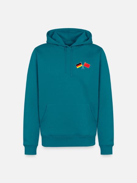 Germany x China Friendship Flags - Männer Premium Bio Hoodie - Petrol