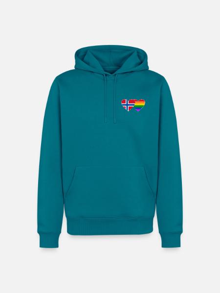Norwegen Regenbogen Flagge Herz - Männer Premium Bio Hoodie - Petrol