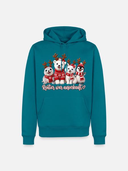 Rentier Kuschelcrew Winterzeit - Männer Premium Bio Hoodie - Petrol
