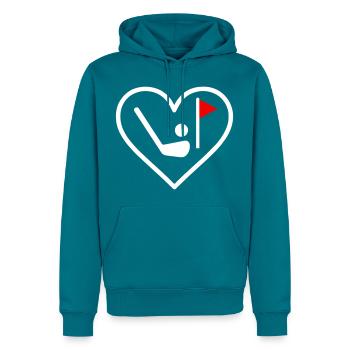 Golf Heart Club Ball Sport Geschenk - Männer Premium Bio Hoodie - Petrol - Vorne
