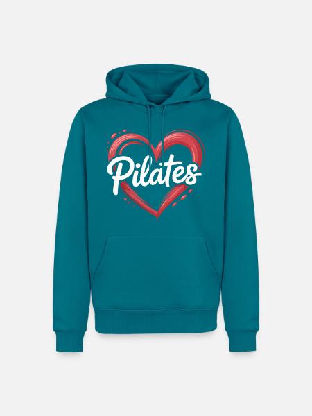 Herz Pilates Flussmotiv - Männer Premium Bio Hoodie - Petrol