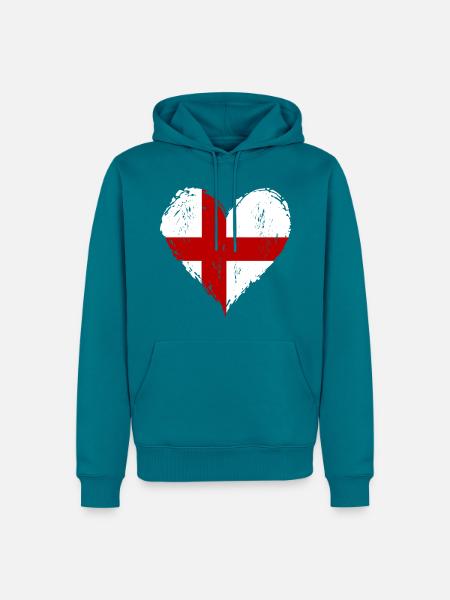 England Herzflagge Grunge - Männer Premium Bio Hoodie - Petrol