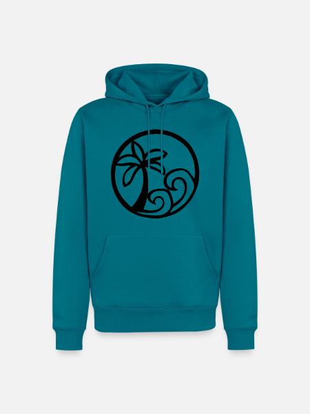 Wellen und Schwarzpalme - Männer Premium Bio Hoodie - Petrol