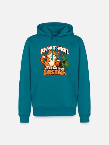 Freche Katze – Ich war’s nicht.  - Männer Premium Bio Hoodie - Petrol