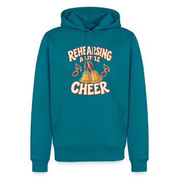 Handglocken zur Weihnachtsprobe - Männer Premium Bio Hoodie - Petrol - Vorne