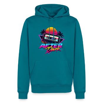 After Dark 80er Retro Synthwave - Männer Premium Bio Hoodie - Petrol - Vorne
