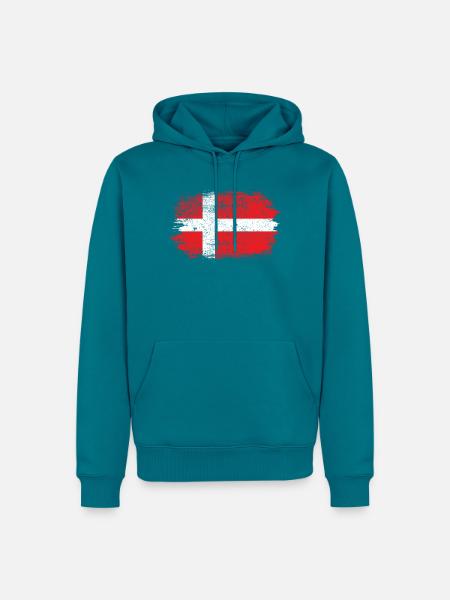 Pinselstrich Dänische Flagge - Männer Premium Bio Hoodie - Petrol