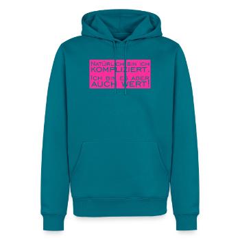 Natürlich bin ich Kompliziert - Männer Premium Bio Hoodie - Petrol - Vorne