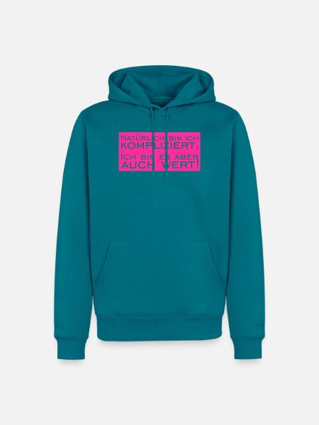 Natürlich bin ich Kompliziert - Männer Premium Bio Hoodie - Petrol