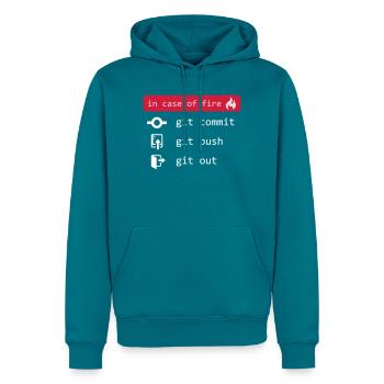 in case of fire - git out - white - Männer Premium Bio Hoodie - Petrol - Vorne