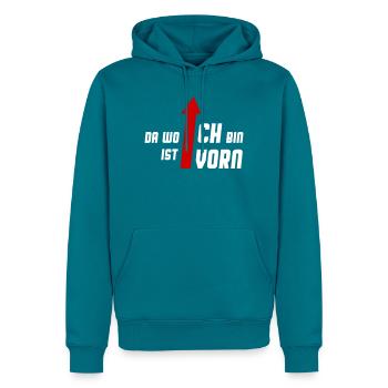 Da wo ich ist vorn - Shirt - Männer Premium Bio Hoodie - Petrol - Vorne