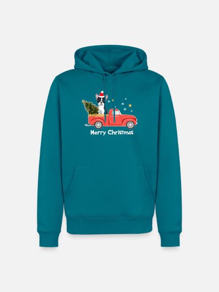 Frenchie Xmas Truck – Frohe Weihnachten - Männer Premium Bio Hoodie - Petrol