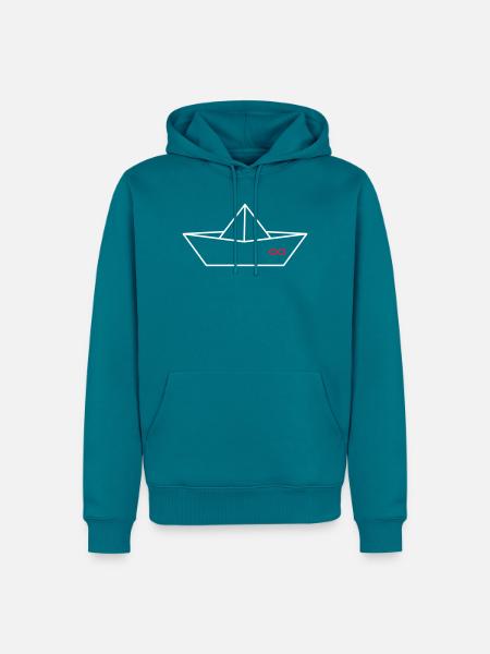 Origami Papierboot mit Unendlichkeitszeichen - Männer Premium Bio Hoodie - Petrol