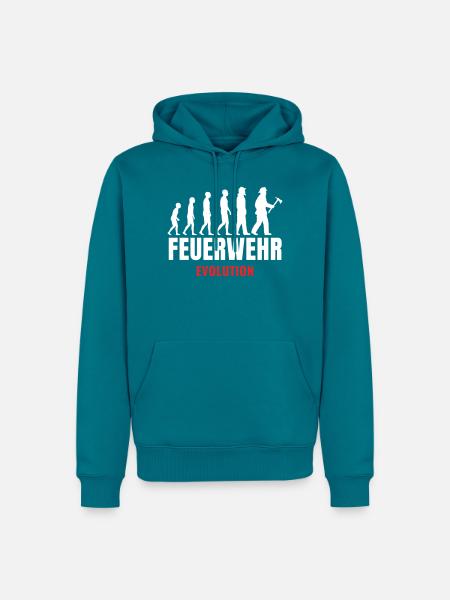 Feuerwehr Evolution Feuerwehrmann lustiger Spruch - Männer Premium Bio Hoodie - Petrol