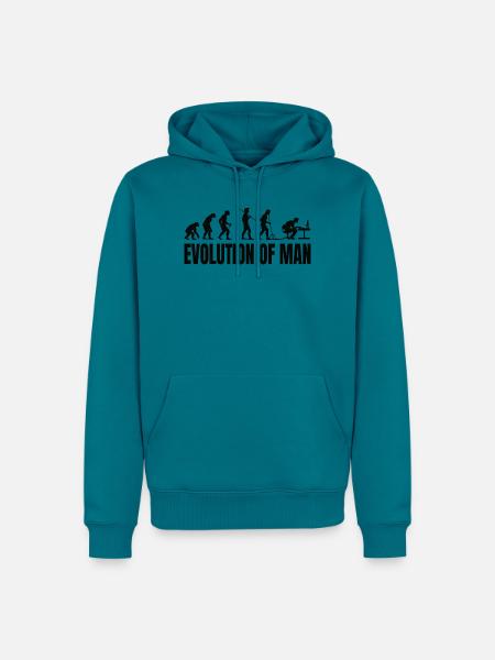 Nerd Evolution – Vom Affen zum PC-Profi - Männer Premium Bio Hoodie - Petrol