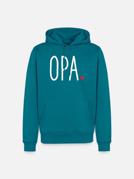 Opa ❤️ – Liebevolles Textdesign - Männer Premium Bio Hoodie - Petrol