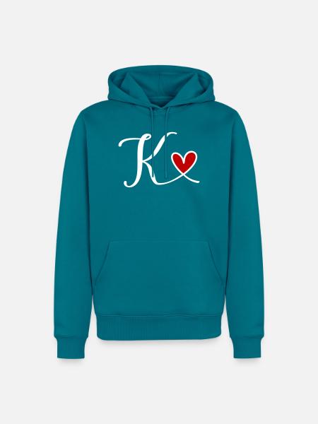 K Initiale mit Herz - Männer Premium Bio Hoodie - Petrol