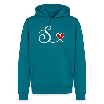 S Initiale mit Herz - Männer Premium Bio Hoodie - Petrol - Vorne