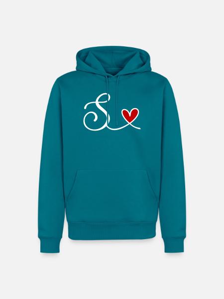 S Initiale mit Herz - Männer Premium Bio Hoodie - Petrol