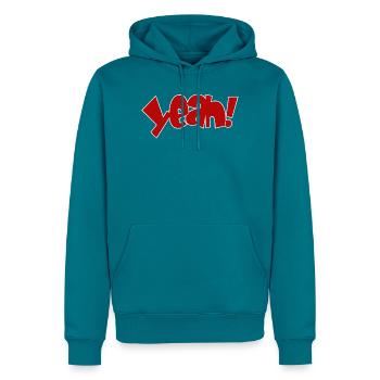 Yeah Cartoon Pop Design - Männer Premium Bio Hoodie - Petrol - Vorne