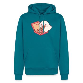 Süßer Geist liebt es, Peperoni-Pizza zu essen - Männer Premium Bio Hoodie - Petrol - Vorne