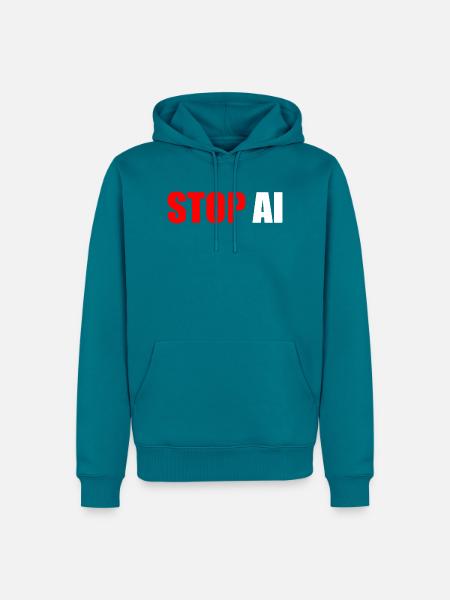 Stop ai - Männer Premium Bio Hoodie - Petrol