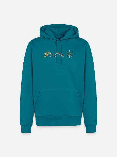 Fahrrad Berge Sonne - Männer Premium Bio Hoodie - Petrol
