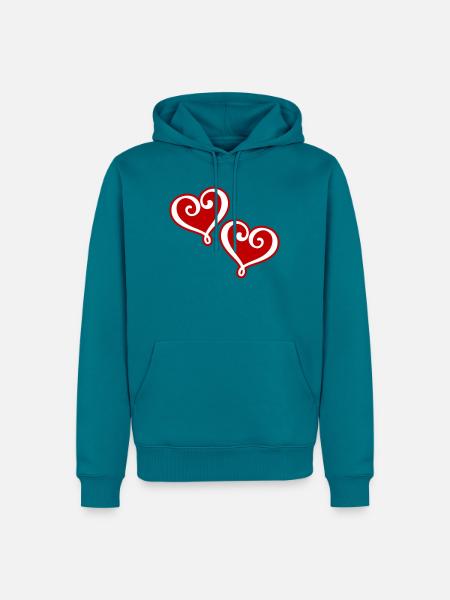 Herzen Symbol - Männer Premium Bio Hoodie - Petrol