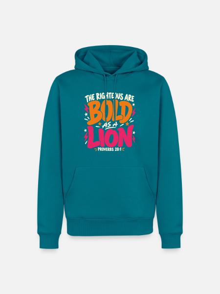 Bibelvers Löwe Stark im Glauben - Männer Premium Bio Hoodie - Petrol