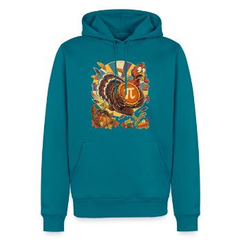 Thanksgiving-Truthahn mit Kürbis-Pi für Mathefans - Männer Premium Bio Hoodie - Petrol - Vorne