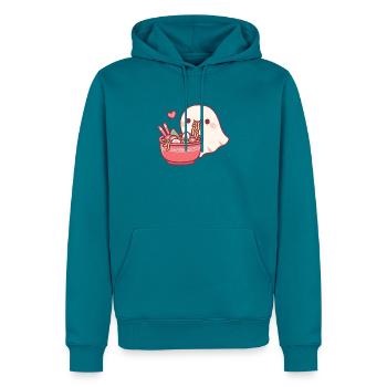 Der süße Geist liebt es, japanische Ramen-Nudeln zu essen - Männer Premium Bio Hoodie - Petrol - Vorne