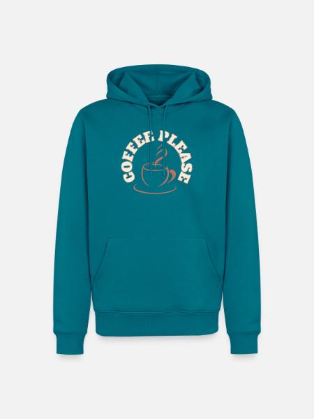 Kaffee bitte rundes Logo - Männer Premium Bio Hoodie - Petrol