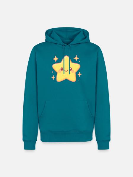 Kuscheliger Stern mit Lächeln - Männer Premium Bio Hoodie - Petrol