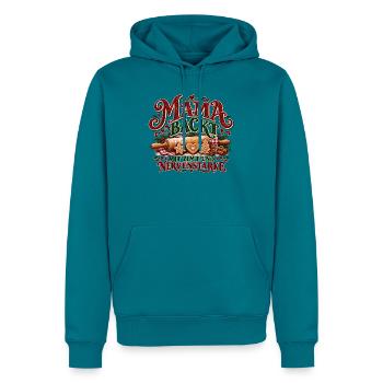 Mama backt – Mit Zimt und Nervenstärke Weihnachten - Männer Premium Bio Hoodie - Petrol - Vorne