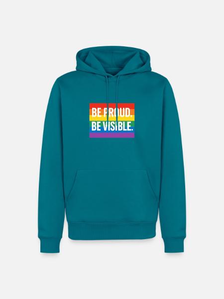 Regenbogen Pride Statement Design - Männer Premium Bio Hoodie - Petrol