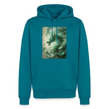 Das Totem des Frühlings: Qinglong – Vitalité Azur - Männer Premium Bio Hoodie - Petrol - Vorne