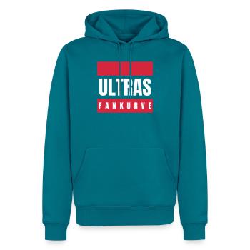 Ultras Fankurve Fußball Fan Supporter Statement - Männer Premium Bio Hoodie - Petrol - Vorne