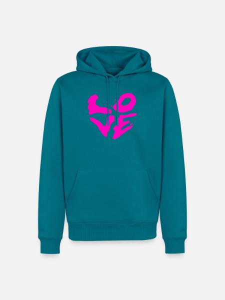 Pink Graffiti Love Heart Art - Männer Premium Bio Hoodie - Petrol