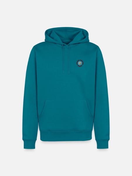 Statement Blume bestickt - Männer Premium Bio Hoodie - Petrol