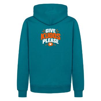 Gebt bitte Kudos-Shirt, Kudos-Laufshirt - Männer Premium Bio Hoodie - Petrol - Hinten