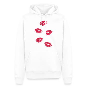 cinq bouches de baiser - Sweat à capuche Premium bio Homme - blanc - Devant - Nico (187cm)