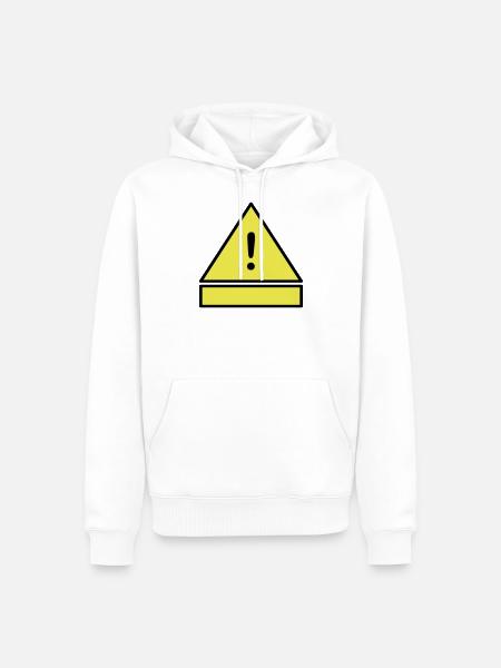 Uitroepteken op een gevarendriehoek met een extra teken - Mannen Premium Bio hoodie - wit