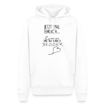 Jetzt mal ehrlich - lustiger Spruch witzig funny - Männer Premium Bio Hoodie - Weiß - Vorne - Nico (187cm)