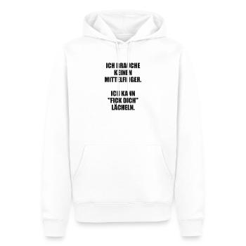 Lustiger Spruch Mittelfinger Lächeln Fick Dich - Männer Premium Bio Hoodie - Weiß - Vorne - Nico (187cm)