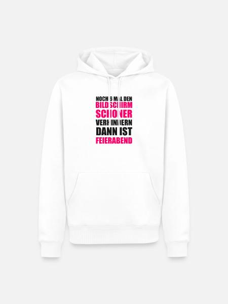 Büro Job Arbeit Bildschirmschoner Langeweile chef - Männer Premium Bio Hoodie - Weiß