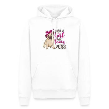 Pug Mops Mädchen - Männer Premium Bio Hoodie - Weiß - Vorne - Nico (187cm)
