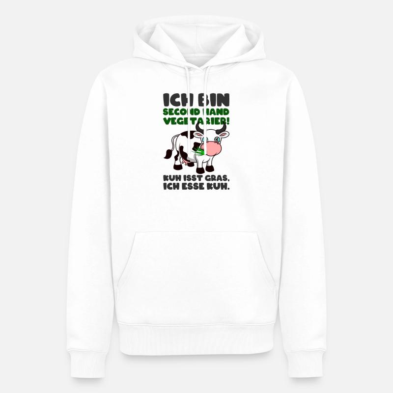 Ich bin Second Hand Vegetarier - Männer Premium Bio Hoodie - Weiß